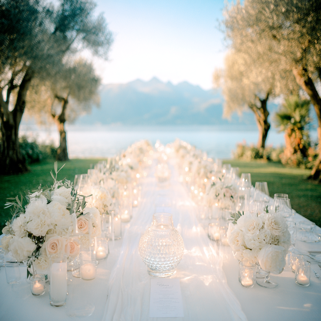 Venue table styling floral design by the sea